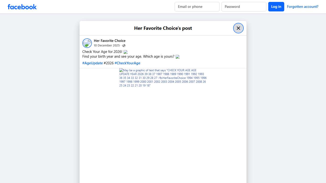 Check Your Age for 2026! 🧐 Find your... - Her Favorite Choice Facebook